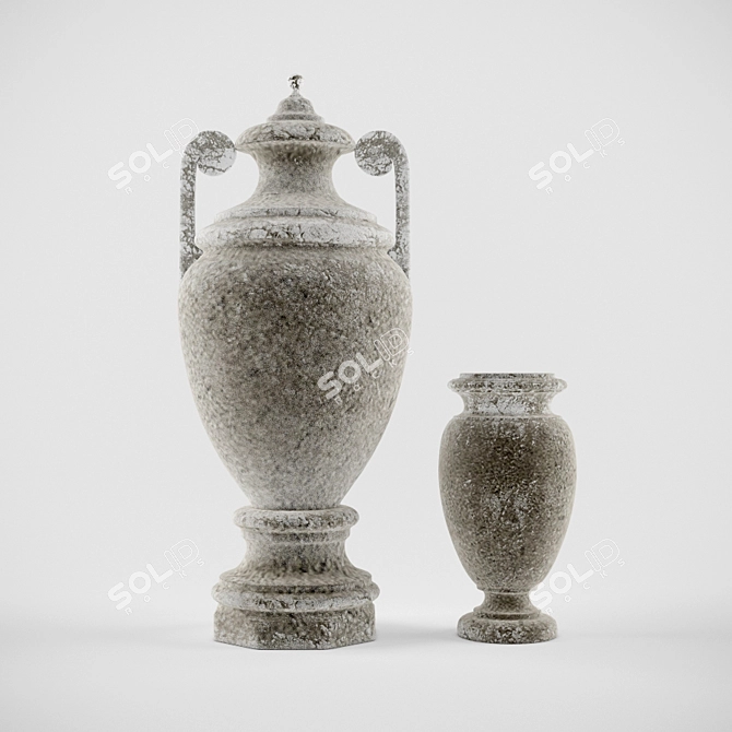 Stone Elegance: Handcrafted Urn & Vase 3D model image 1