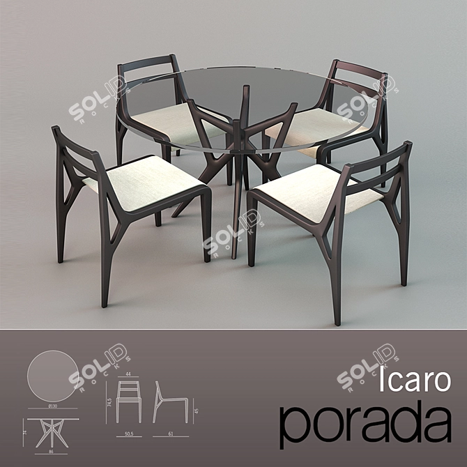Elegant Icaro 1 Dining Set 3D model image 1
