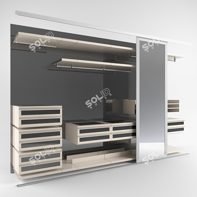 Modern Wardrobe Solution 3D model image 1