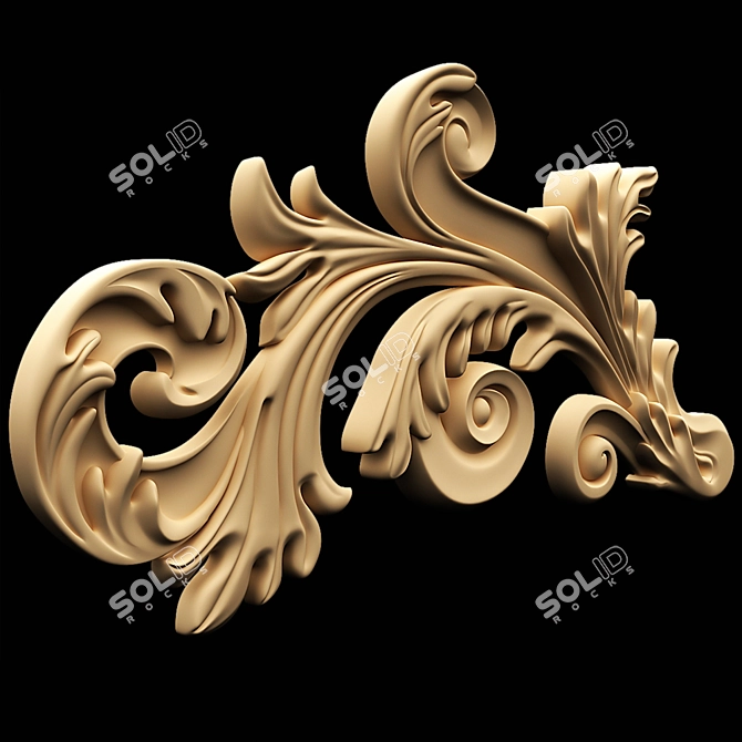 Elegant Plaster Ornament 3D model image 1