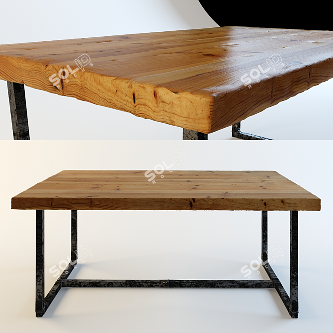 Rustic Beam Table 3D model image 1