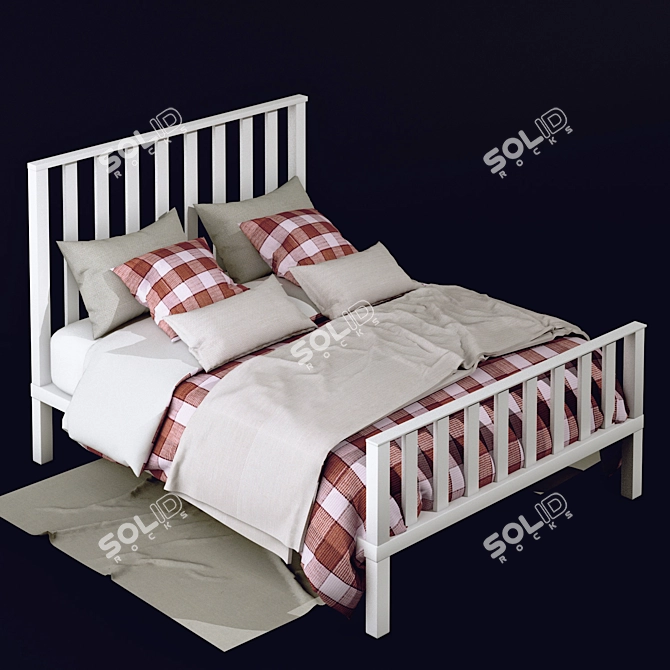 Rustic Charm Country Bed 3D model image 1