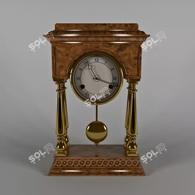 Classic Table Clock with Pendulum 3D model image 1