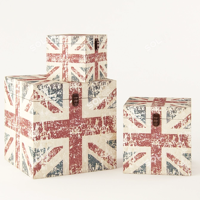 British Flag Antique Chests 3D model image 1