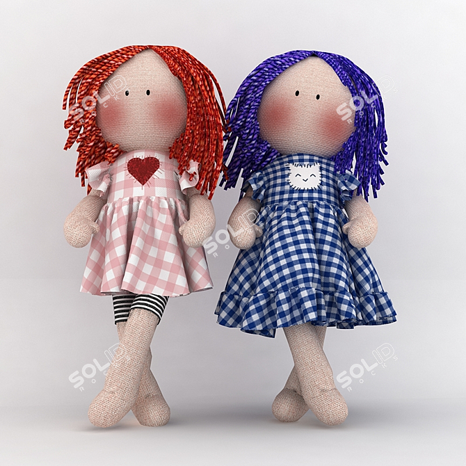 Collectible Dolls with Textured Accessories 3D model image 1