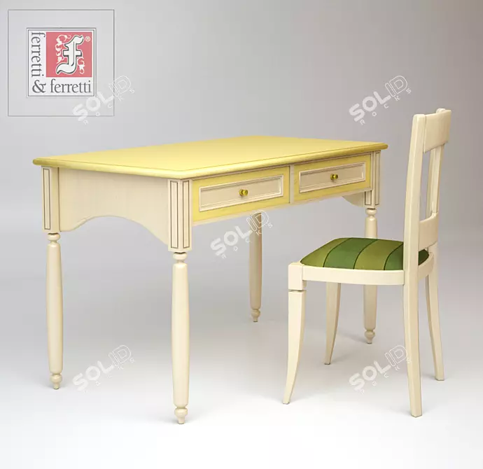 Modern Ferretti Table & Chair Set 3D model image 1