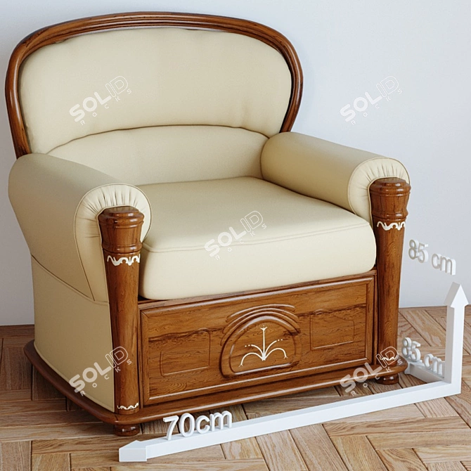 Modern Velvet Armchair 3D model image 1