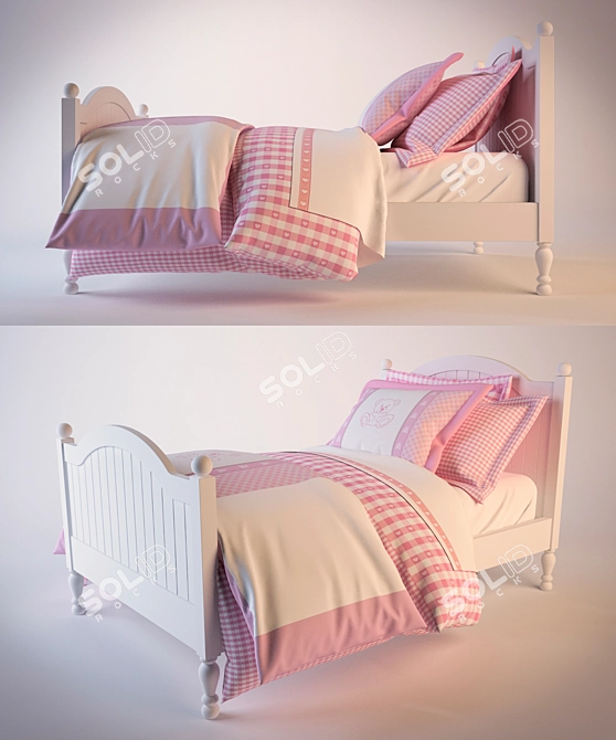 Pink Linen Catalina Bed Trundle 3D model image 1