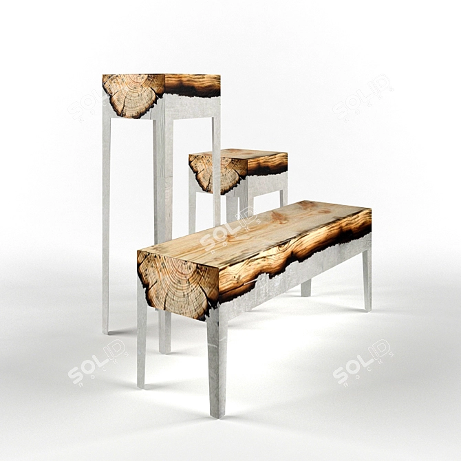 Natural Elegance: Wood Casting 3D model image 1