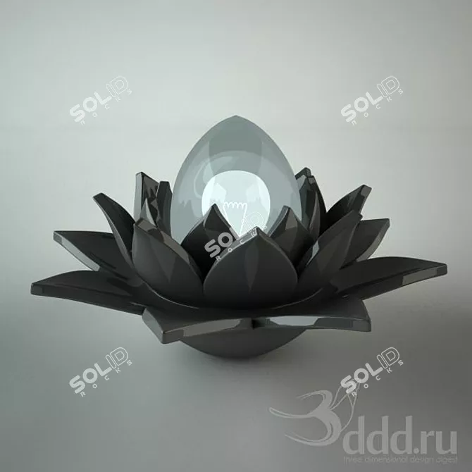 Elegant Ceramic Lotus Lamp 3D model image 1