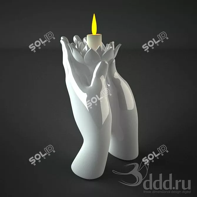 Elegant Duo: Handheld White Candlestick 3D model image 1