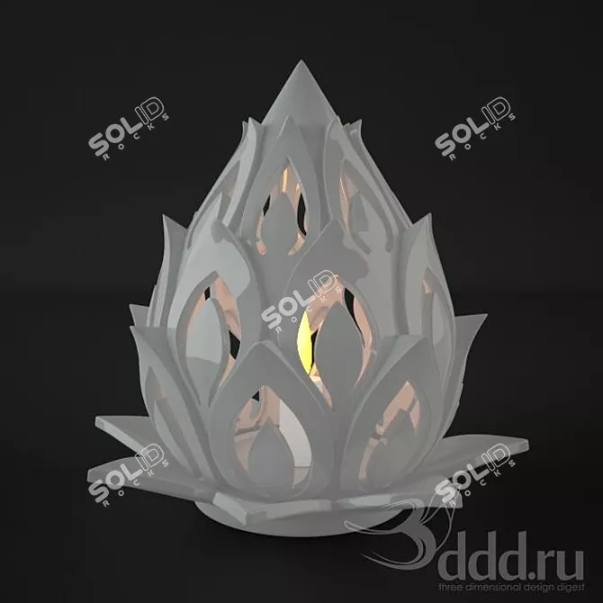 Essence of Serenity: Lotus Candle Lamp 3D model image 1