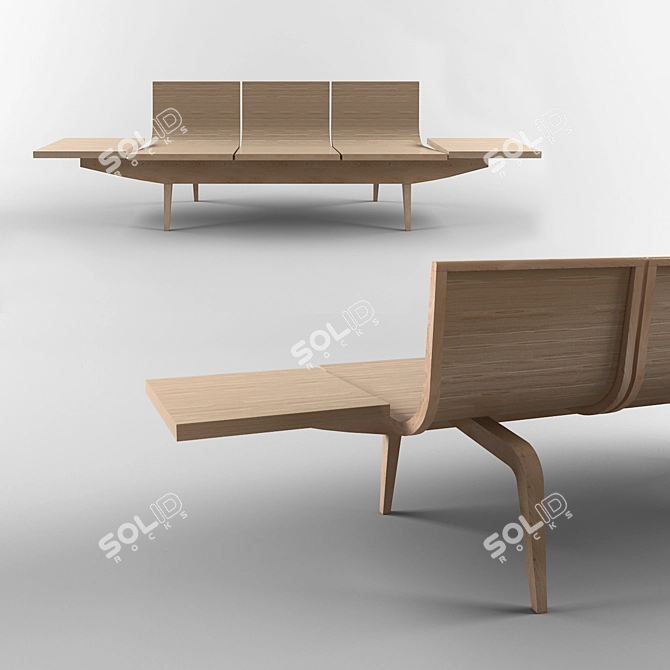 Trifecta Bench: Sleek Design 3D model image 1