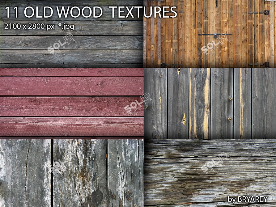 11 Handcrafted Old Wood Textures 3D model image 1