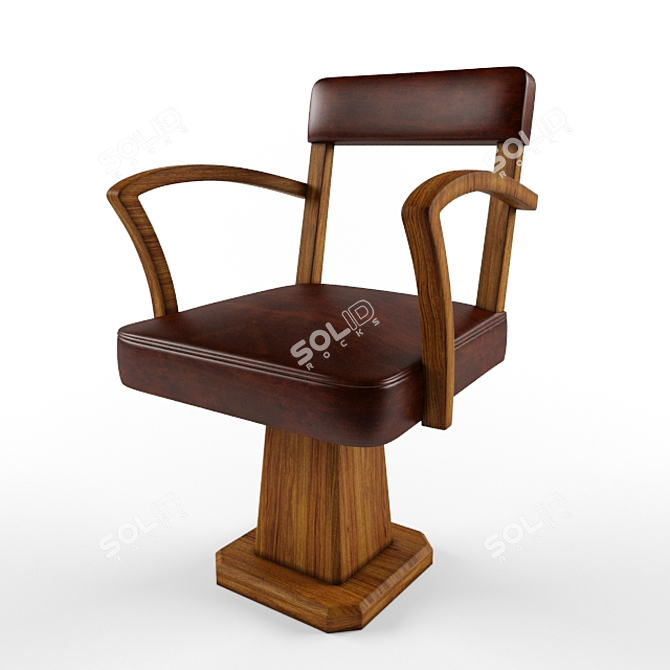 Oak Hairdresser Chair | Natural Wood, Elegant Design 3D model image 1