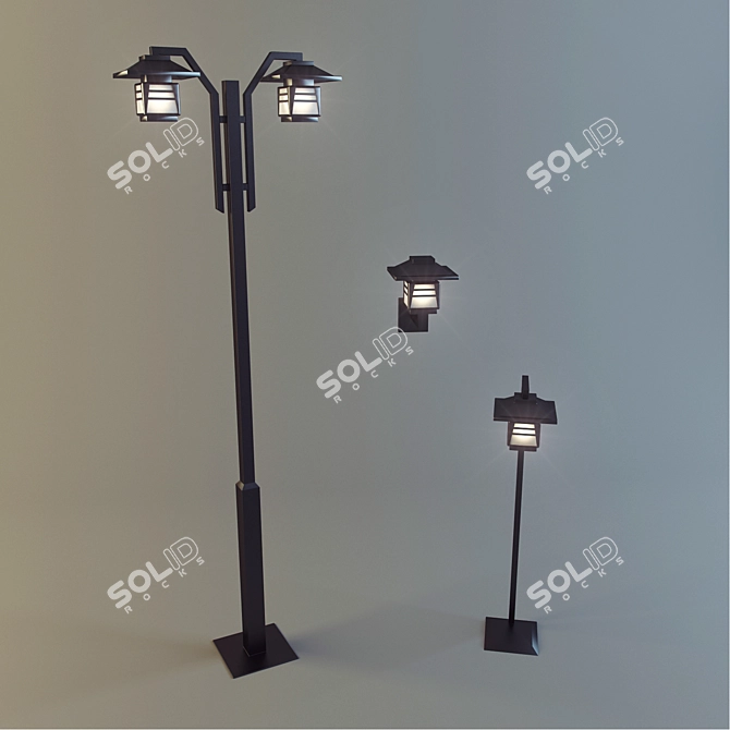 Classic Steel Outdoor Lantern 3D model image 1