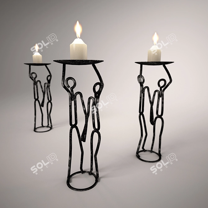 Elegant Wrought-Iron Chandelier "Couple 3D model image 1