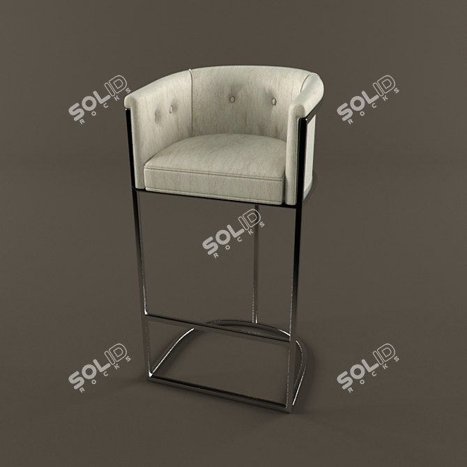 Sleek Top Grain Stool 3D model image 1