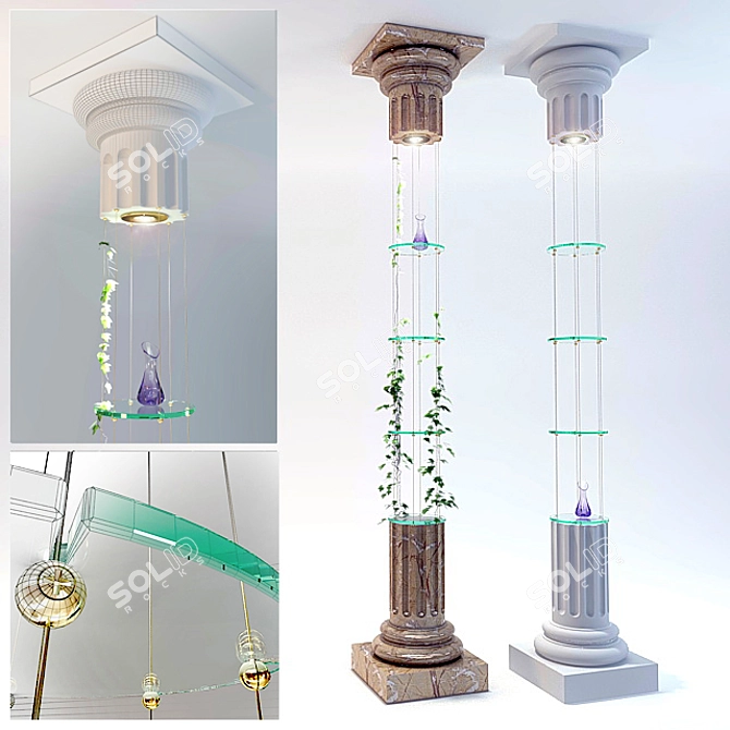 Unique Design Decorative Column Base 3D model image 1