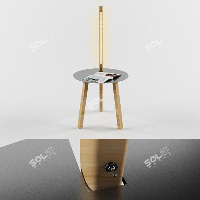 Vintage Wooden Table 3D model image 1