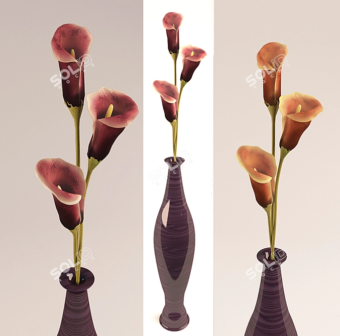 Title: Modern Calla Lily Floor Vase 3D model image 1