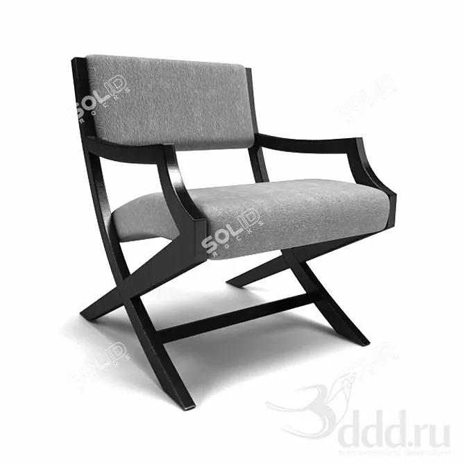 Modern Wood & Cloth Relax Chair 3D model image 1