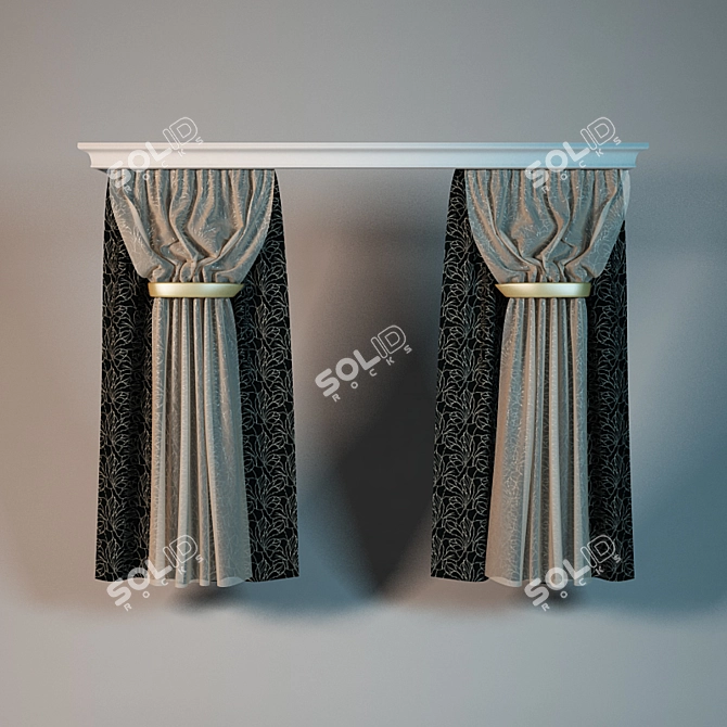 Tieback Curtains: Stylish and Functional 3D model image 1