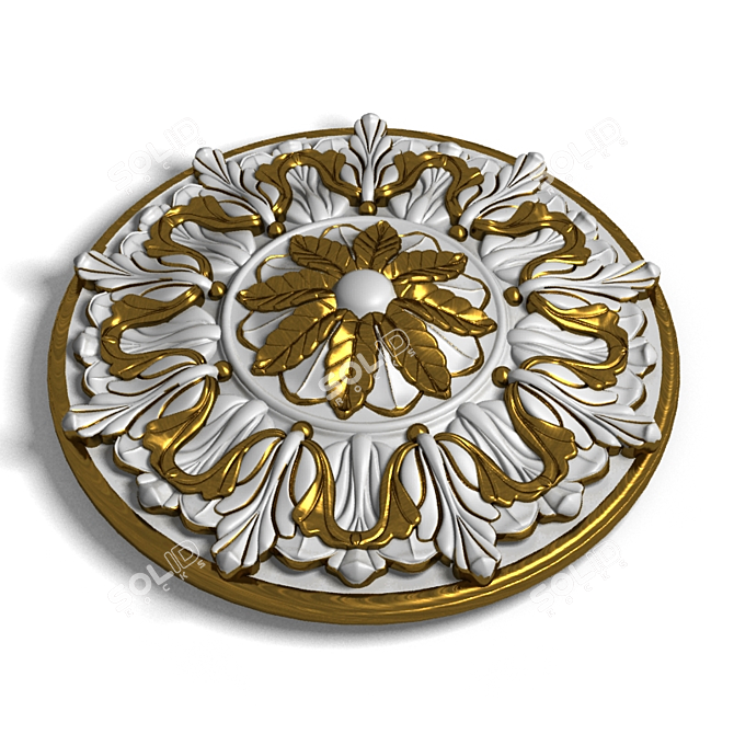 Gold Ceiling Rosette: Elegant and Versatile 3D model image 1