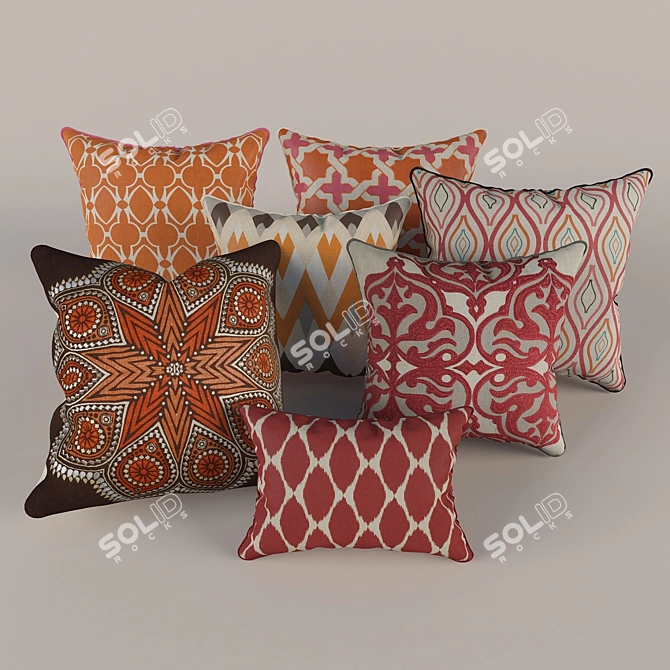 Cozy Collection: Decorative Pillows 3D model image 1