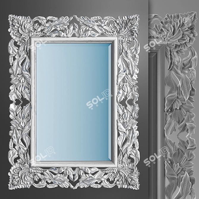 Elegant Dafne Mirror with Carved Frame 3D model image 1