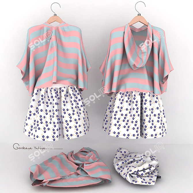 Adorable Girls Clothing Set 3D model image 1