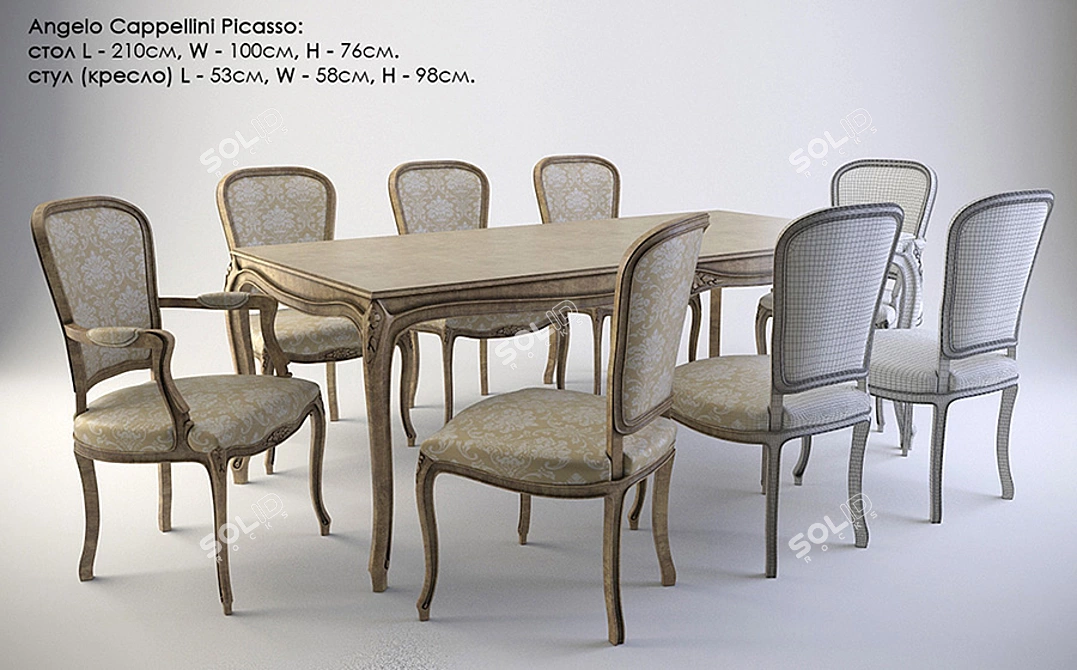 Elegant Picasso Dining Set 3D model image 1