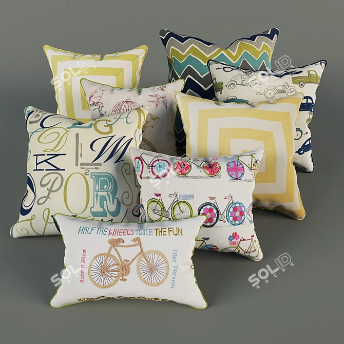 Stylish Accent Cushions 3D model image 1