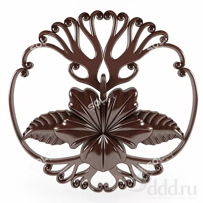 Wooden Relief Flower Wall Decor 3D model image 1