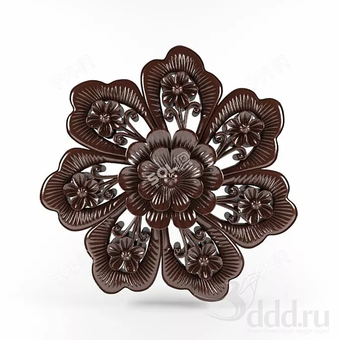 Nature's Serenity Wood Relief Flower 3D model image 1