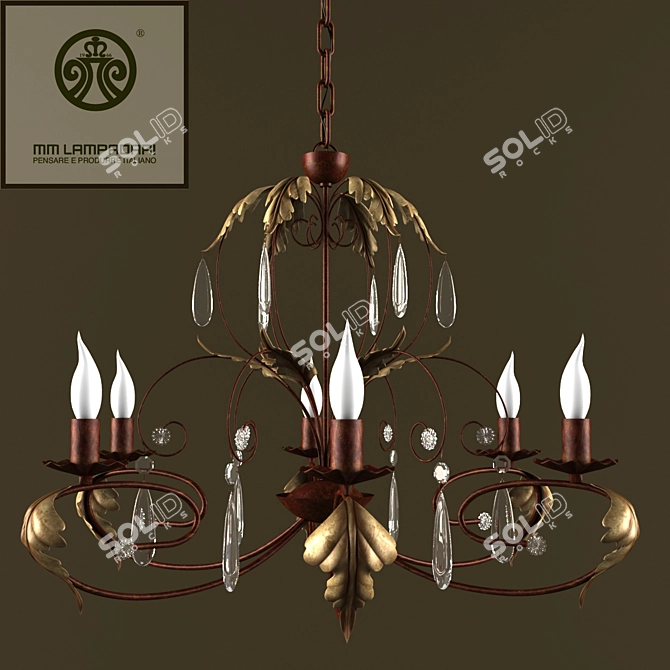 MM Catalog 6501/6: Handcrafted Metal and Murano Glass Chandelier 3D model image 1