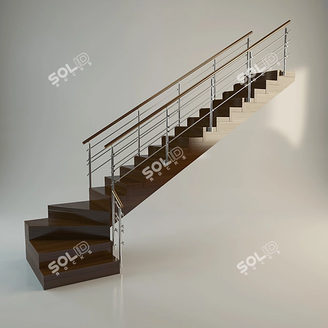 Modern Wooden Ladder 3D model image 1