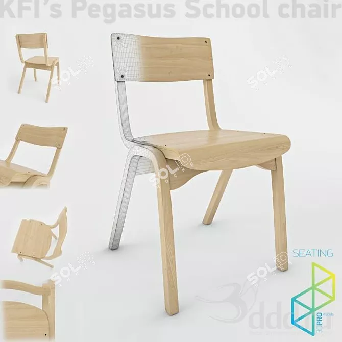 Pegasus School Chair: Sturdy, Comfortable, and Stylish 3D model image 1