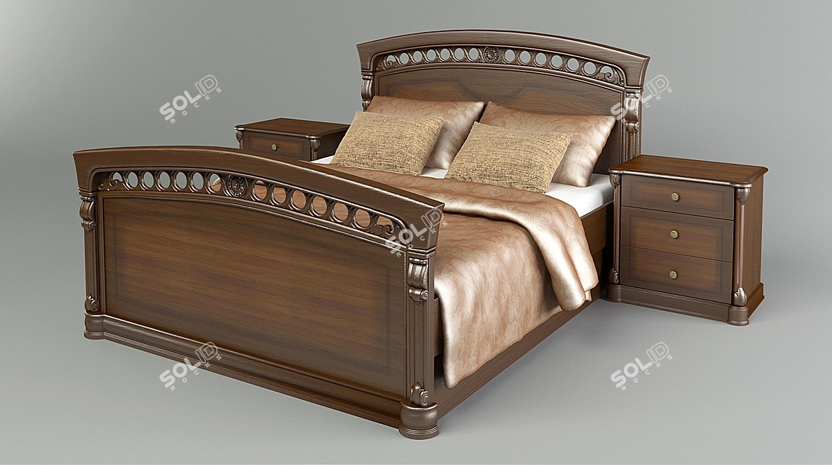 Elegant Shatura Elba Bed Set 3D model image 1