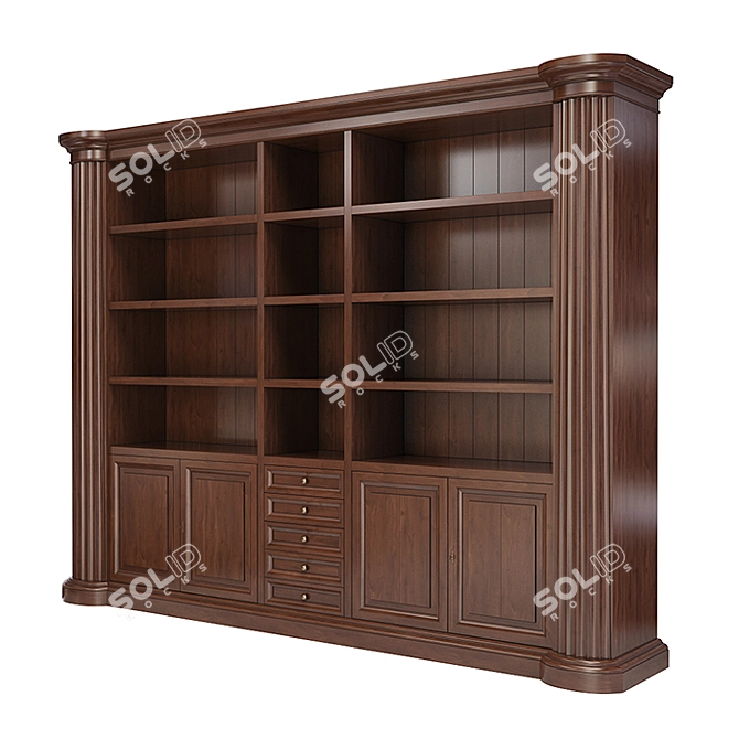 Elegant Canova&Rialto Bookcase: L-3150mm, W-490mm, H-2360mm 3D model image 2