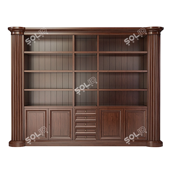 Elegant Canova&Rialto Bookcase: L-3150mm, W-490mm, H-2360mm 3D model image 3