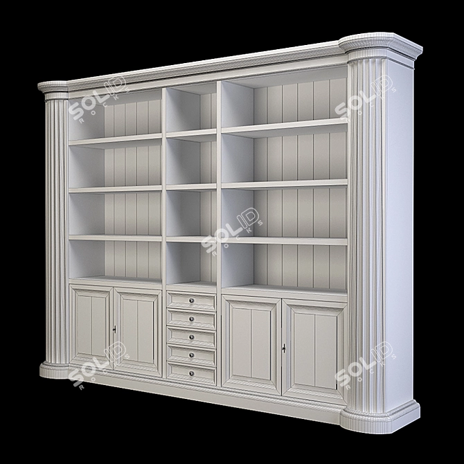 Elegant Canova&Rialto Bookcase: L-3150mm, W-490mm, H-2360mm 3D model image 4