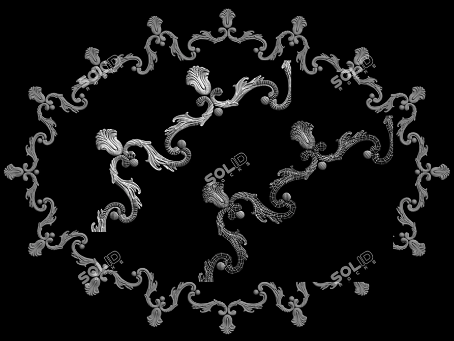 Elegant Ceiling Fretwork for Modern Interiors 3D model image 1