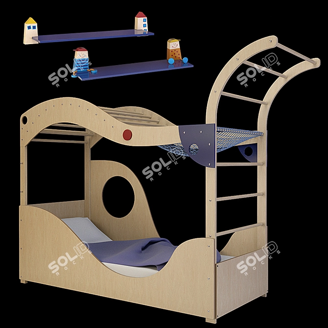 Haba Children's Furniture Set - Bed, Wardrobe, Chair, Table, and More! 3D model image 4