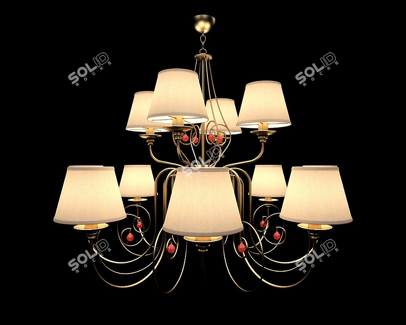 Elegant Neapolitan Bronze Lamp 3D model image 1