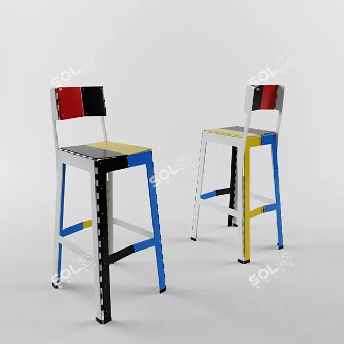 Sleek Stitch Stool 3D model image 1