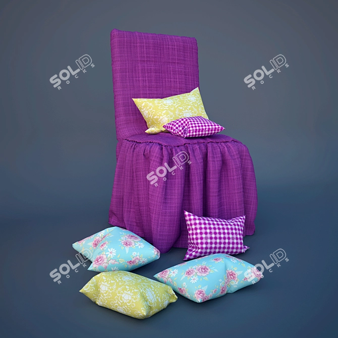 Stylish Chair Cover with Cushions 3D model image 1