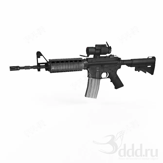 Low Poly M4A1 Kit (2214 Poly) 3D model image 1