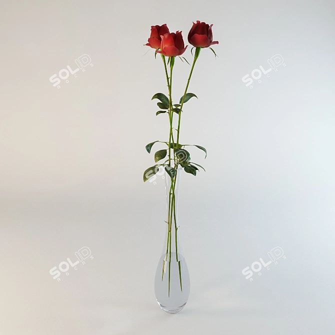 Elegant Red Rose Bouquet 3D model image 1