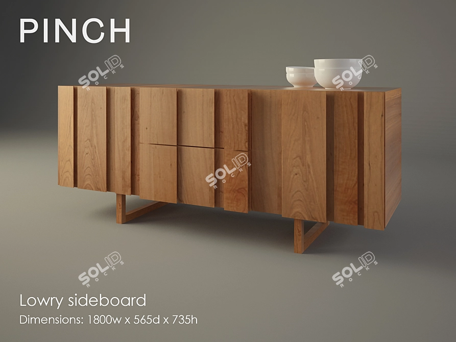 Minimalist Wooden Lowry Sideboard 3D model image 1